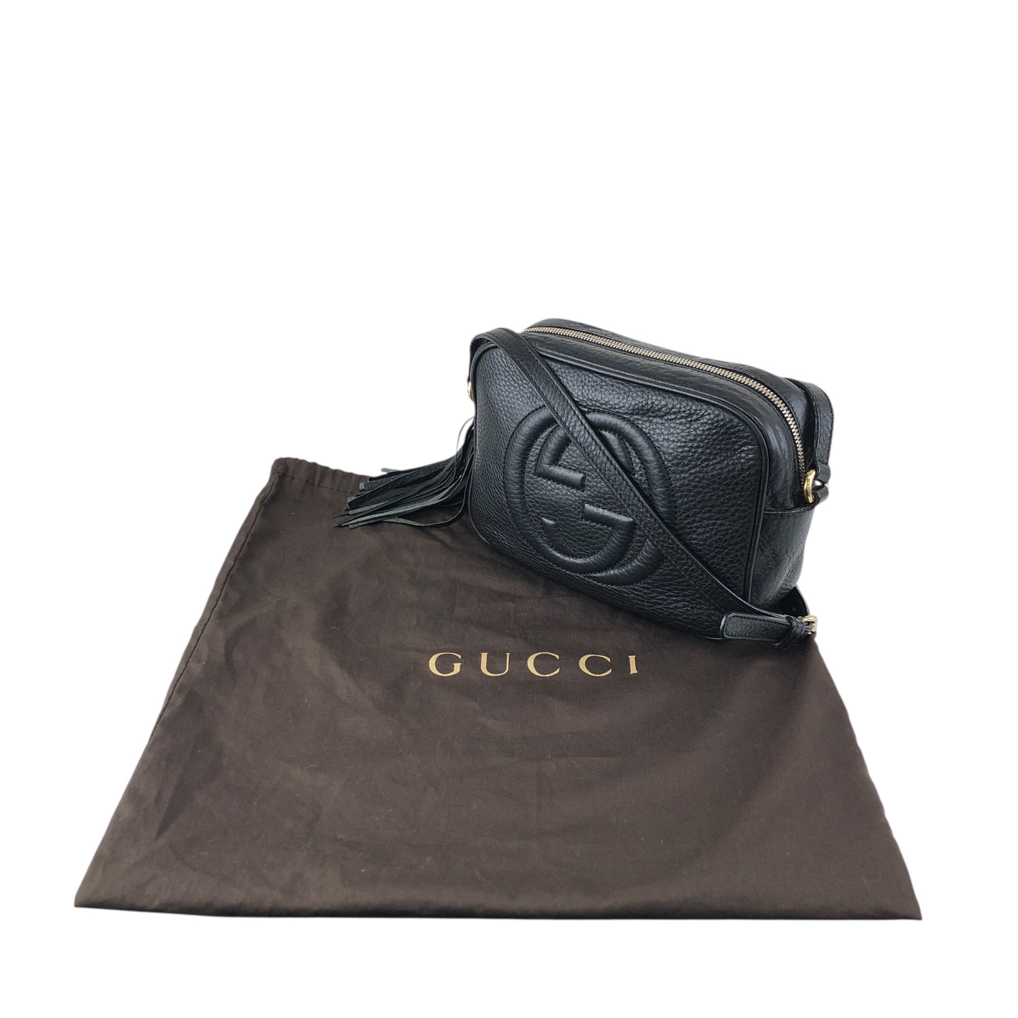 GUCCI Interlocking Tassel Crossbody Shoulder bag Black Vintage