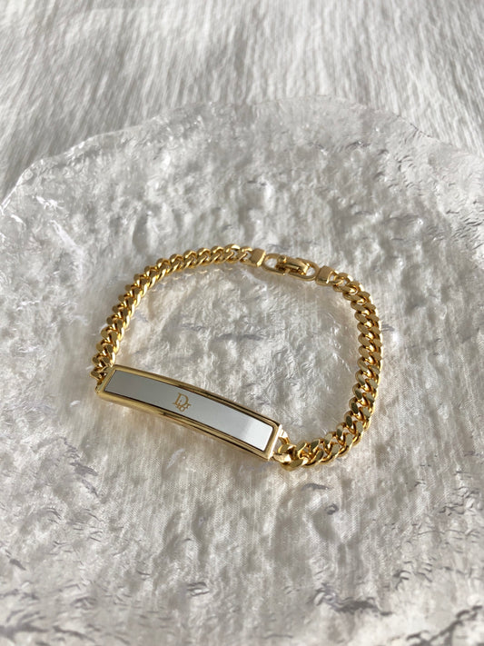 Christian Dior Logo Motif Bracelet Gold Vintage wdsnau