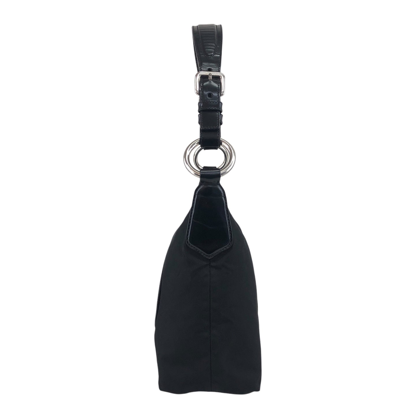 PRADA Logo Shoulder bag Hobobag Black Vintage wr3yar