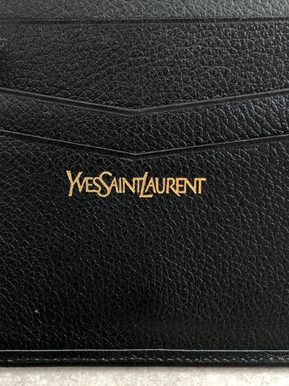 Yves Saint Laurent YSL Logo Folded Wallet Black Vintage 7ytsz4