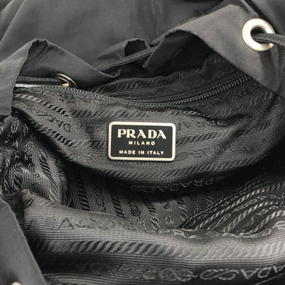 PRADA Tessuto Triangle Logo Front Buckle Backpack Black Vintage adjm4v