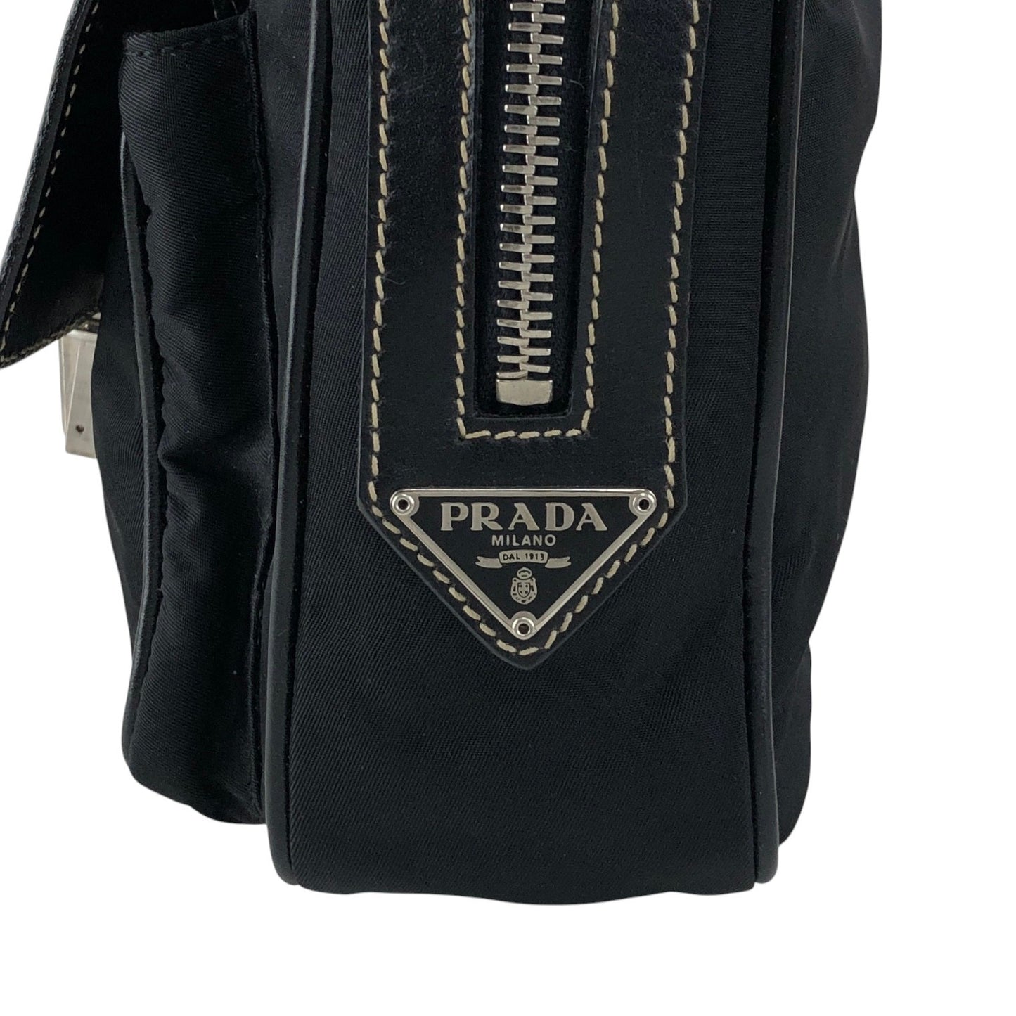 PRADA Triangle Logo Handbag Shoulder bag Black Vintage ntuyze