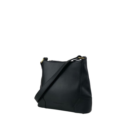 BURBERRY Logo Embossed Shoulder bag Black Vintage h85zzd