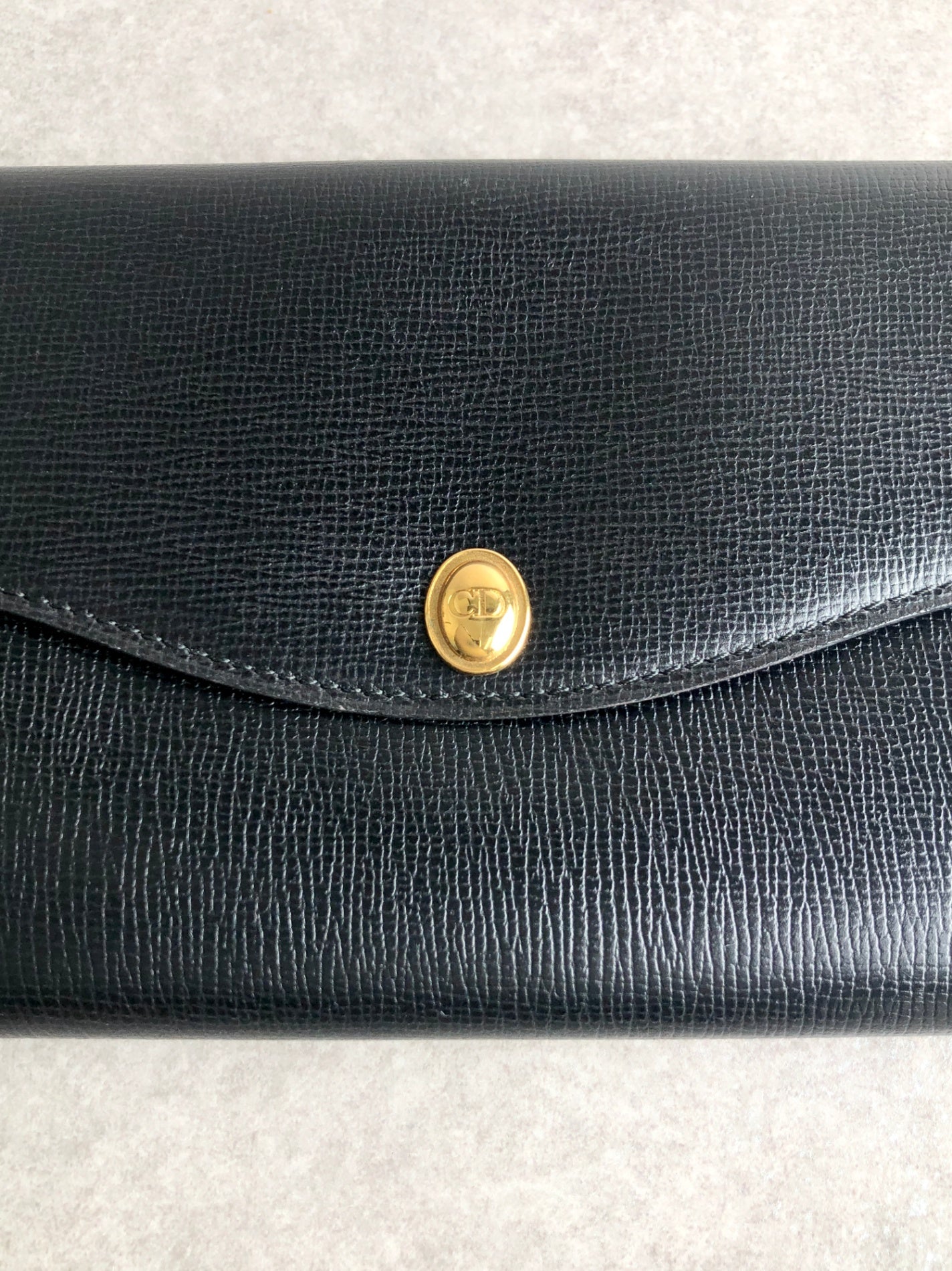 Christian Dior Logo Coin Purse Wallet Black Vintage szkyzx