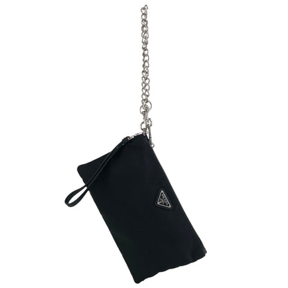 PRADA Triangle Logo Small Chain Handbag Black Vintage jtvddc
