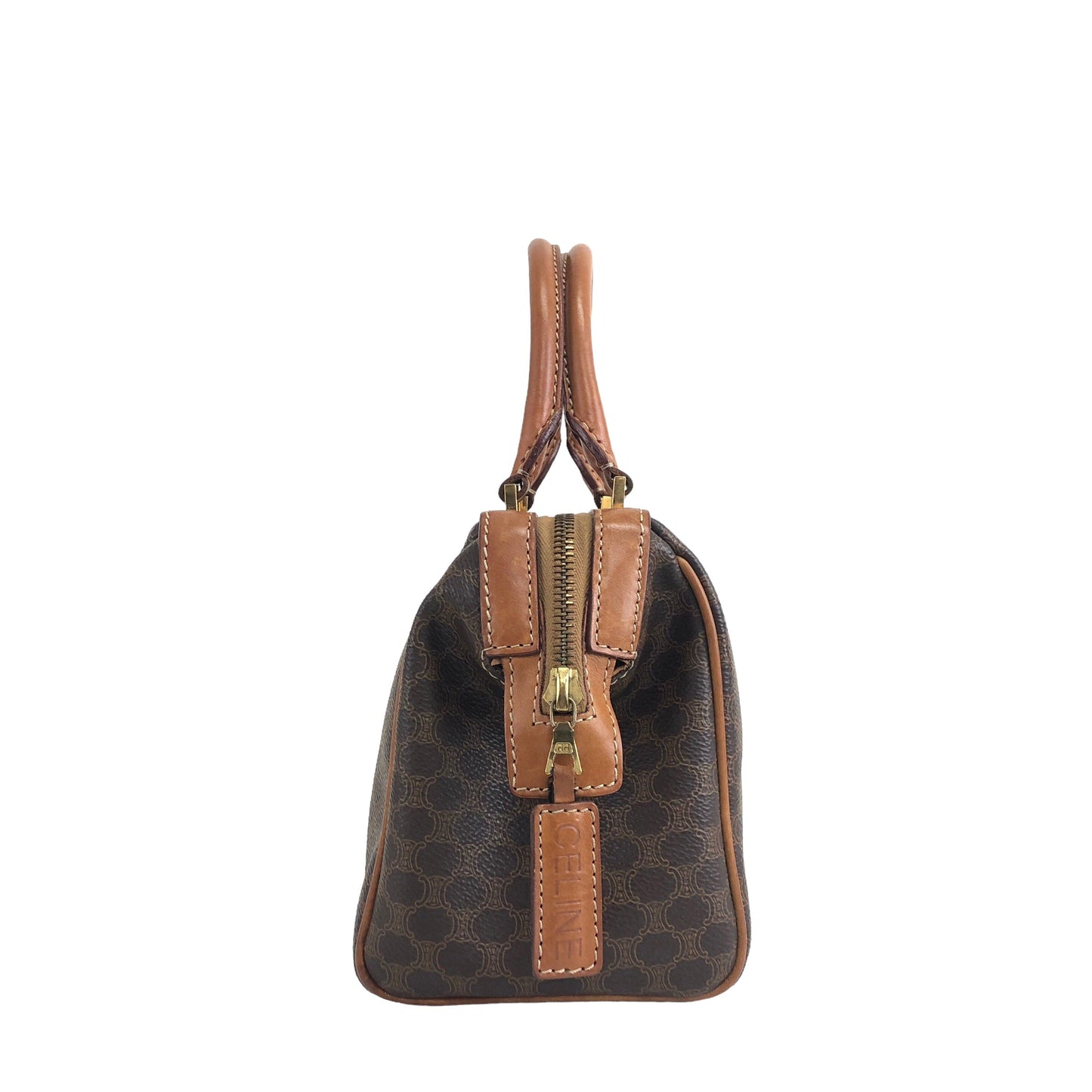 CELINE Macadam Two-way Handbag Shoulder bag Brown Vintage abjhud