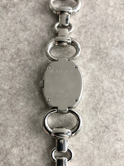 GUCCI Logo Quartz Watch Silver 118 Vintage szaysz