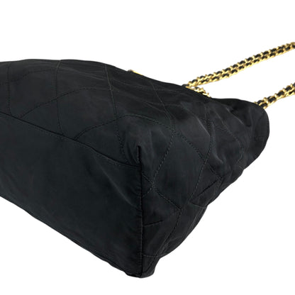 PRADA Tessuto Triangle Logo Chain Shoulder bag Black Vintage aymjy2