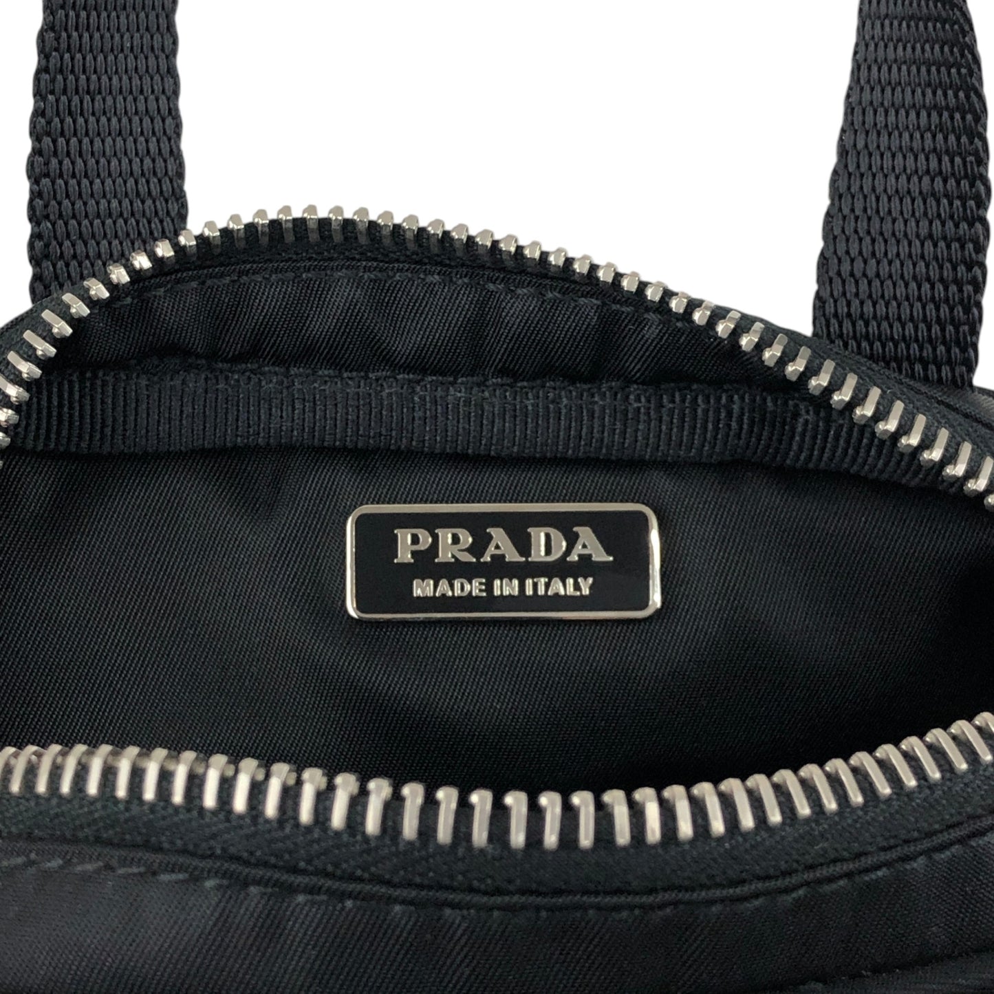 PRADA Tessuto Triangle Logo Small Handbag Pouch Black 1N1346 Vintage ntidxe