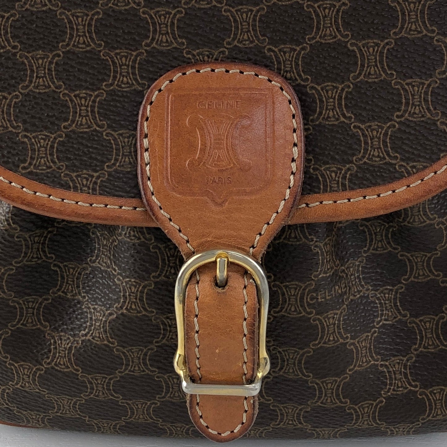 CELINE Macadam Blason Shoulder bag Brown Vintage 4bfs88
