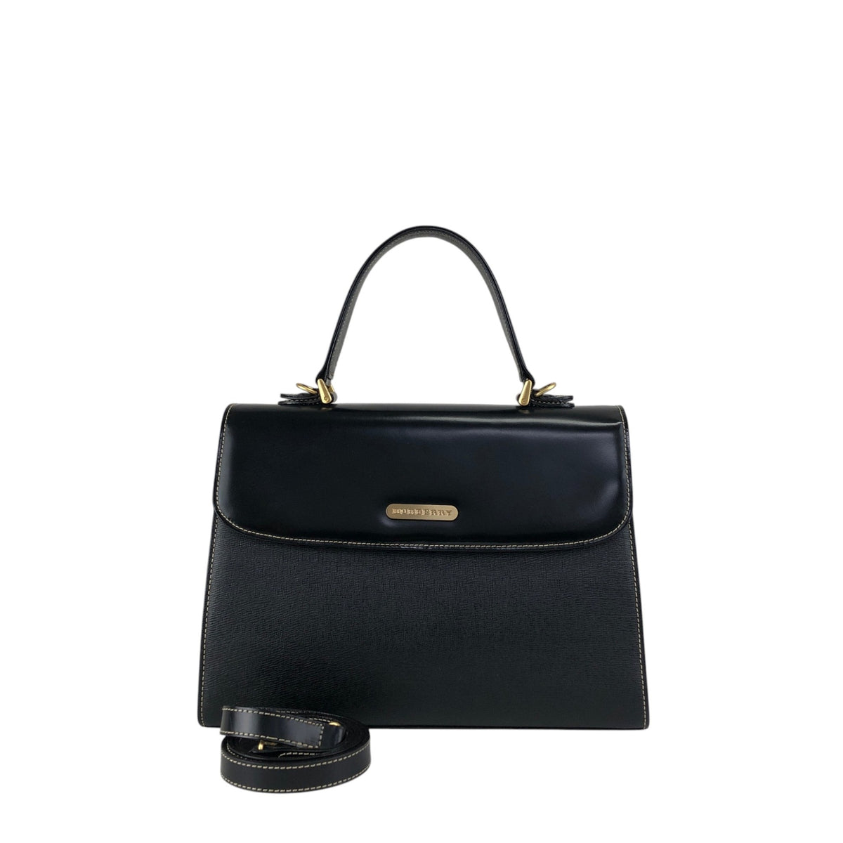 BURBERRY Logo Two-way Handbag Shoulder bag Black Vintage uuyiy5