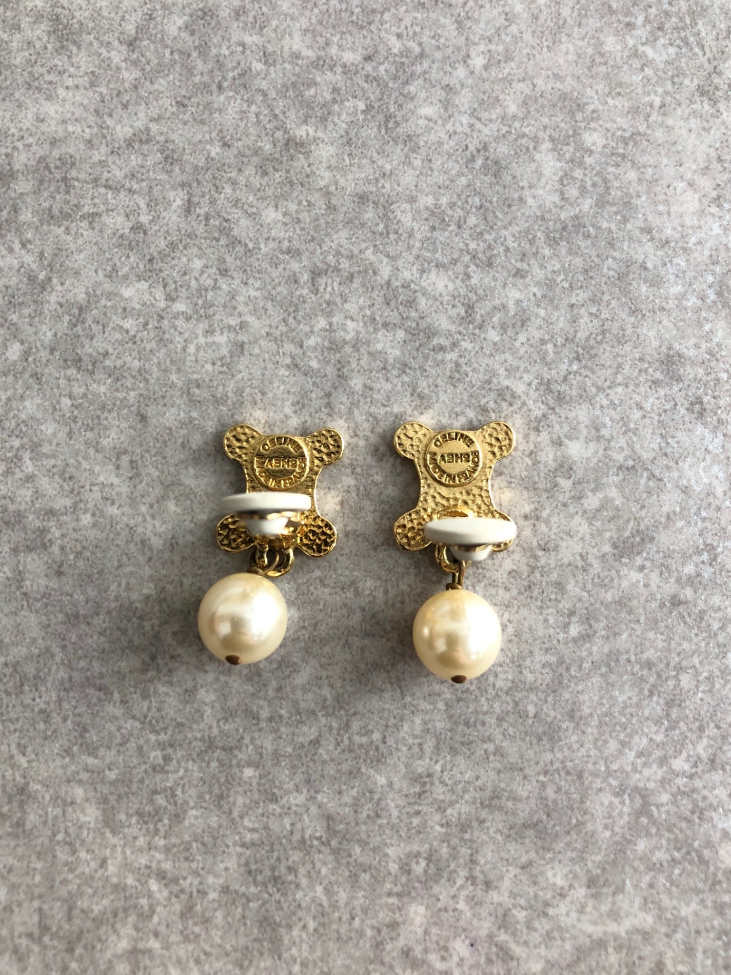 CELINE Triomphe Earrings Gold Vintage 6wehsi