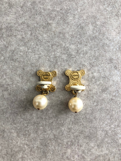 CELINE Triomphe Earrings Gold Vintage 6wehsi