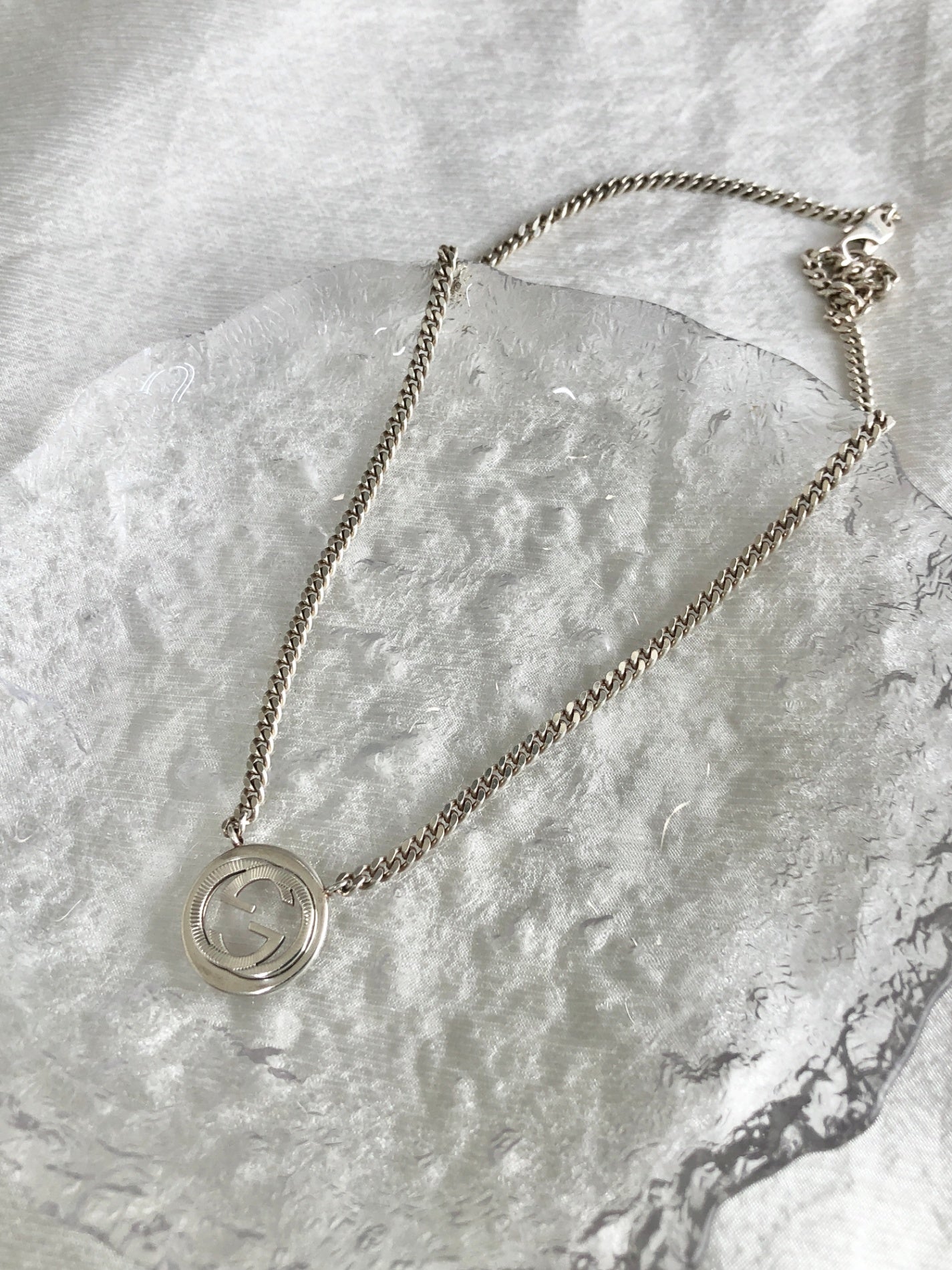 GUCCI Interlocking SILVER925 Necklace Silver Vintage xb5u2r