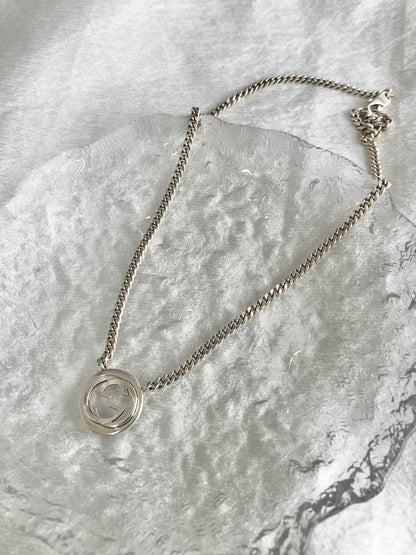 GUCCI Interlocking SILVER925 Necklace Silver Vintage xb5u2r