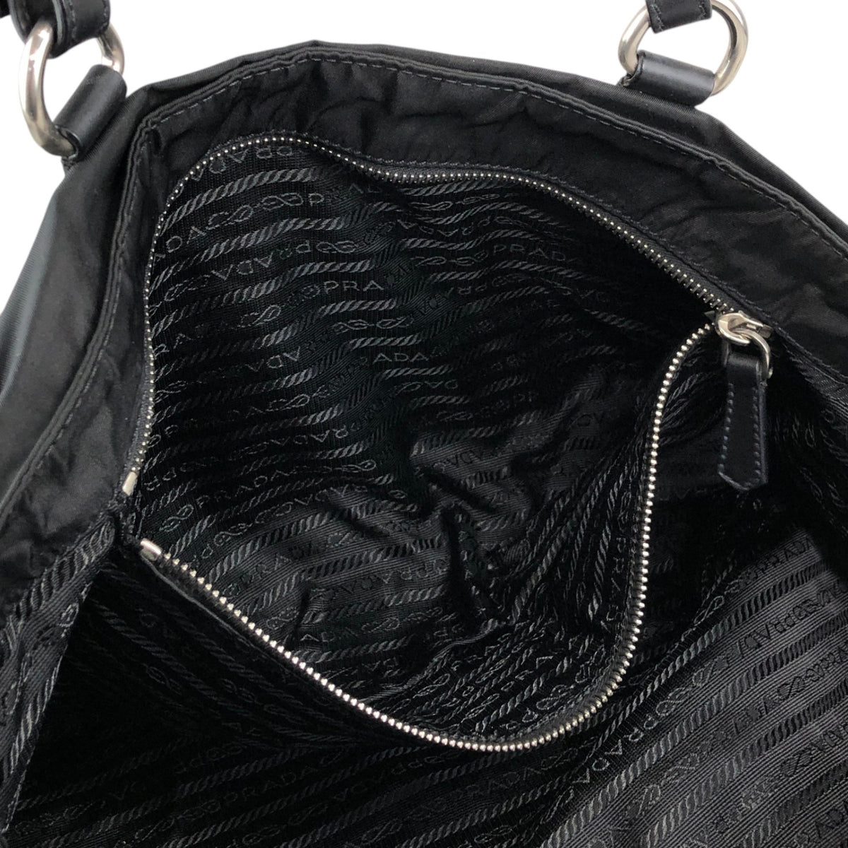PRADA Triangle Logo Handbag Totebag Black Vintage ezvjia