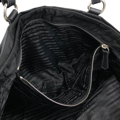 PRADA Triangle Logo Handbag Totebag Black Vintage ezvjia