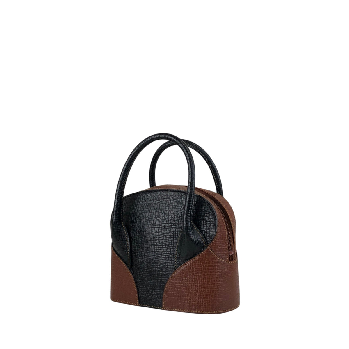 LOEWE Logo Embossed Two-way Handbag Shoulder bag Black×Brown Vintage z67fis