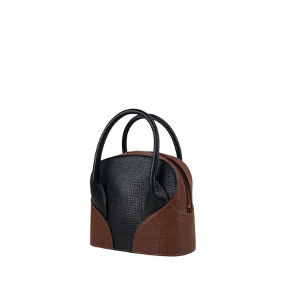 LOEWE Logo Embossed Two-way Handbag Shoulder bag Black×Brown Vintage z67fis