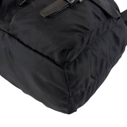 PRADA Tessuto Triangle Logo Double Pocket Backpack Black Vintage 8fef48