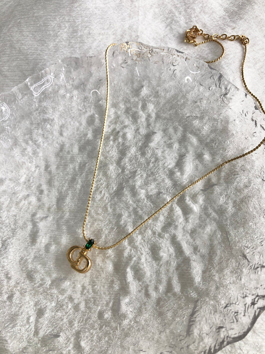 Christian Dior CD Logo Necklace Gold Vintage ie4bje