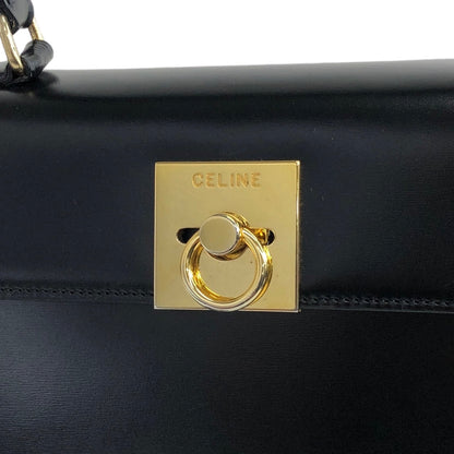 CELINE Gancini 皮革兩用手提包 單肩包 黑色 復古 kjmgfn