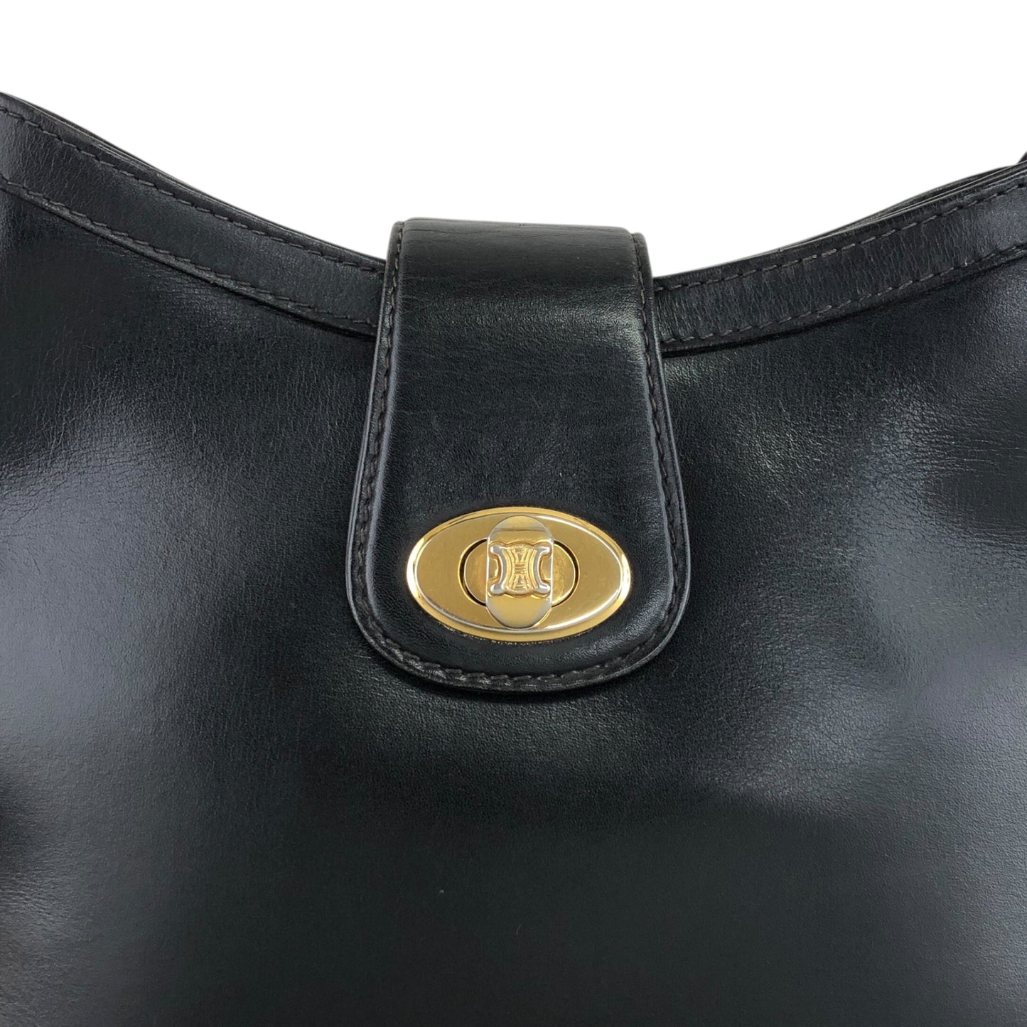 CELINE Blason Turn Lock Shoulder bag Black Vintage rpzpkc