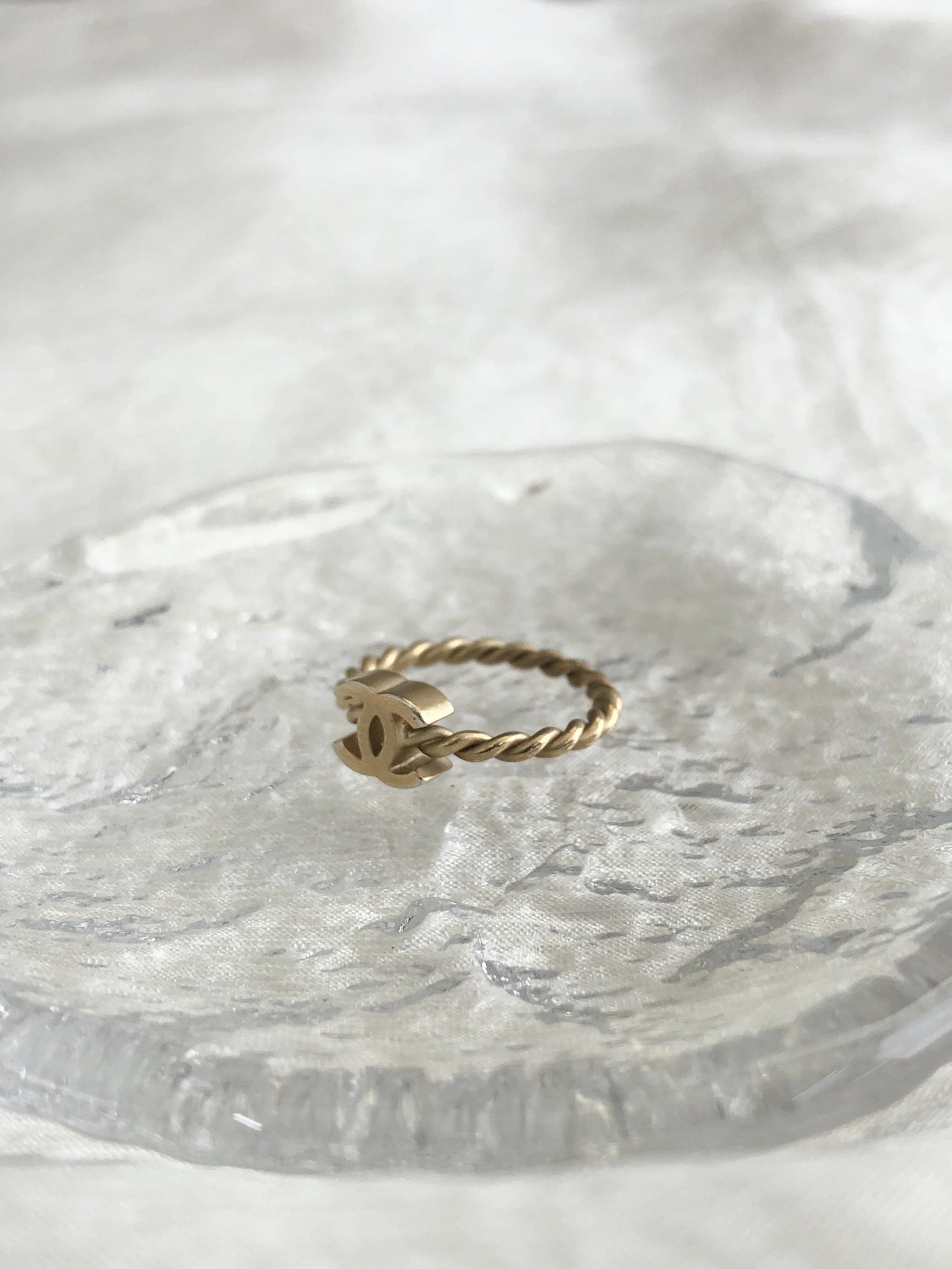 CHANEL Coco Mark Ring Gold Vintage whweu6