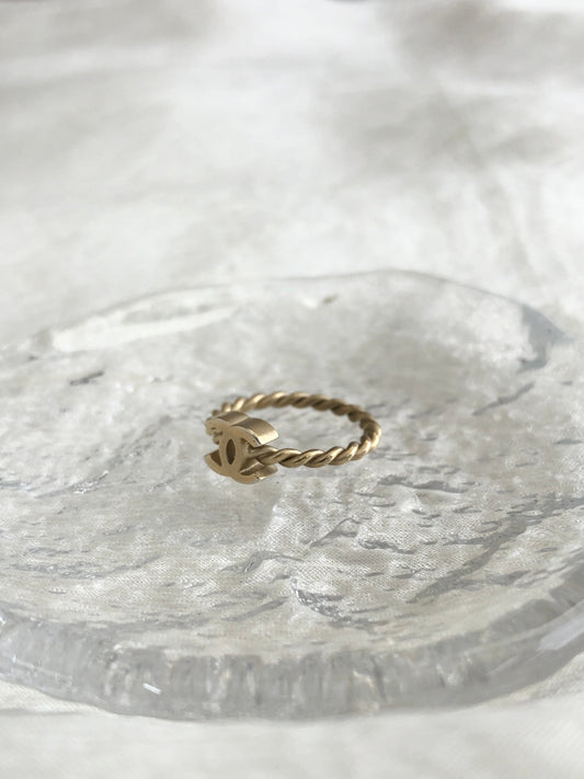 CHANEL Coco Mark Ring Gold Vintage whweu6
