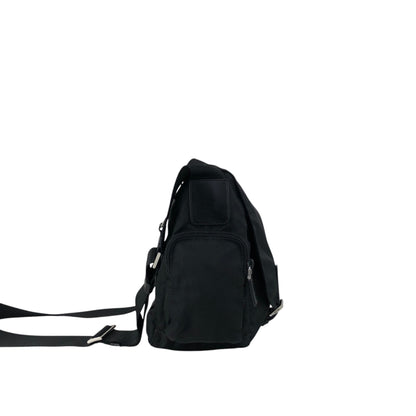 PRADA Tessuto Triangle Logo Side Pocket  Shoulder bag Black Vintage kedmv3