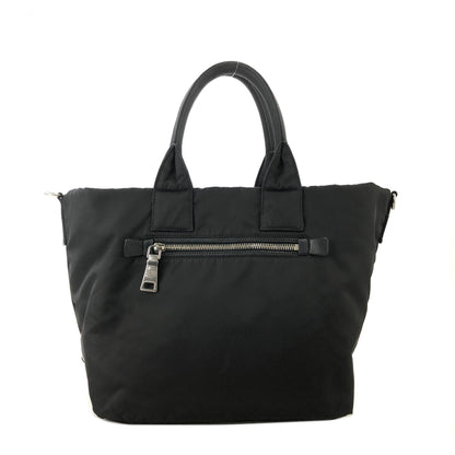 PRADA Triangle Logo Logo Motif Nylon Reversible Handbag Black Vintage arvf8t