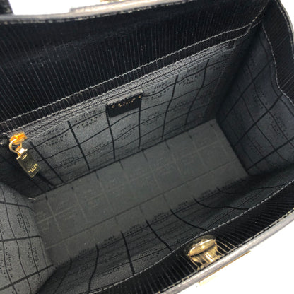 CELINE Horse carriage Leather Handbag Crossbody Shoulder bag Black Vintage 2urg2x