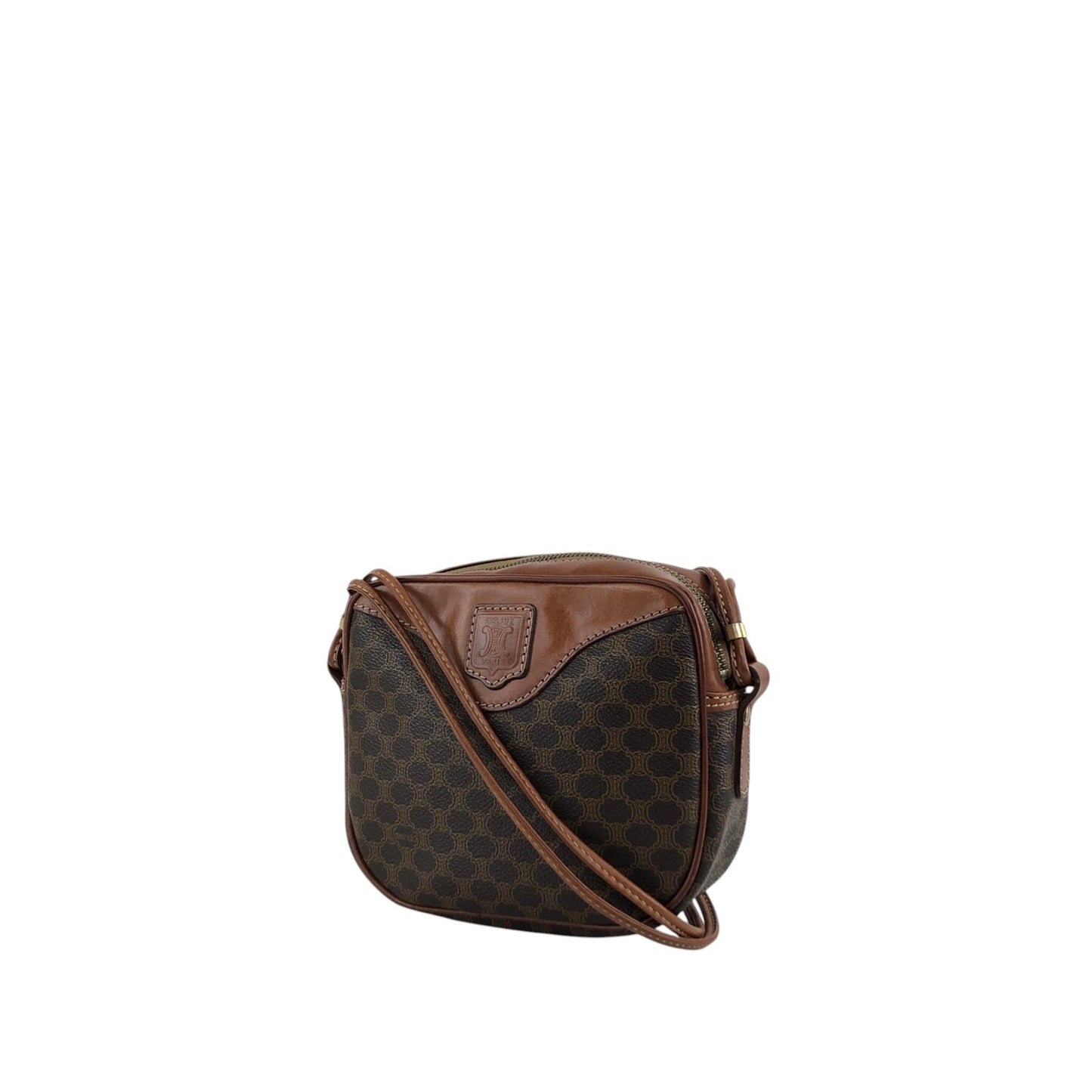 CELINE Macadam Blason Shoulder bag Brown Vintage y5kjmd
