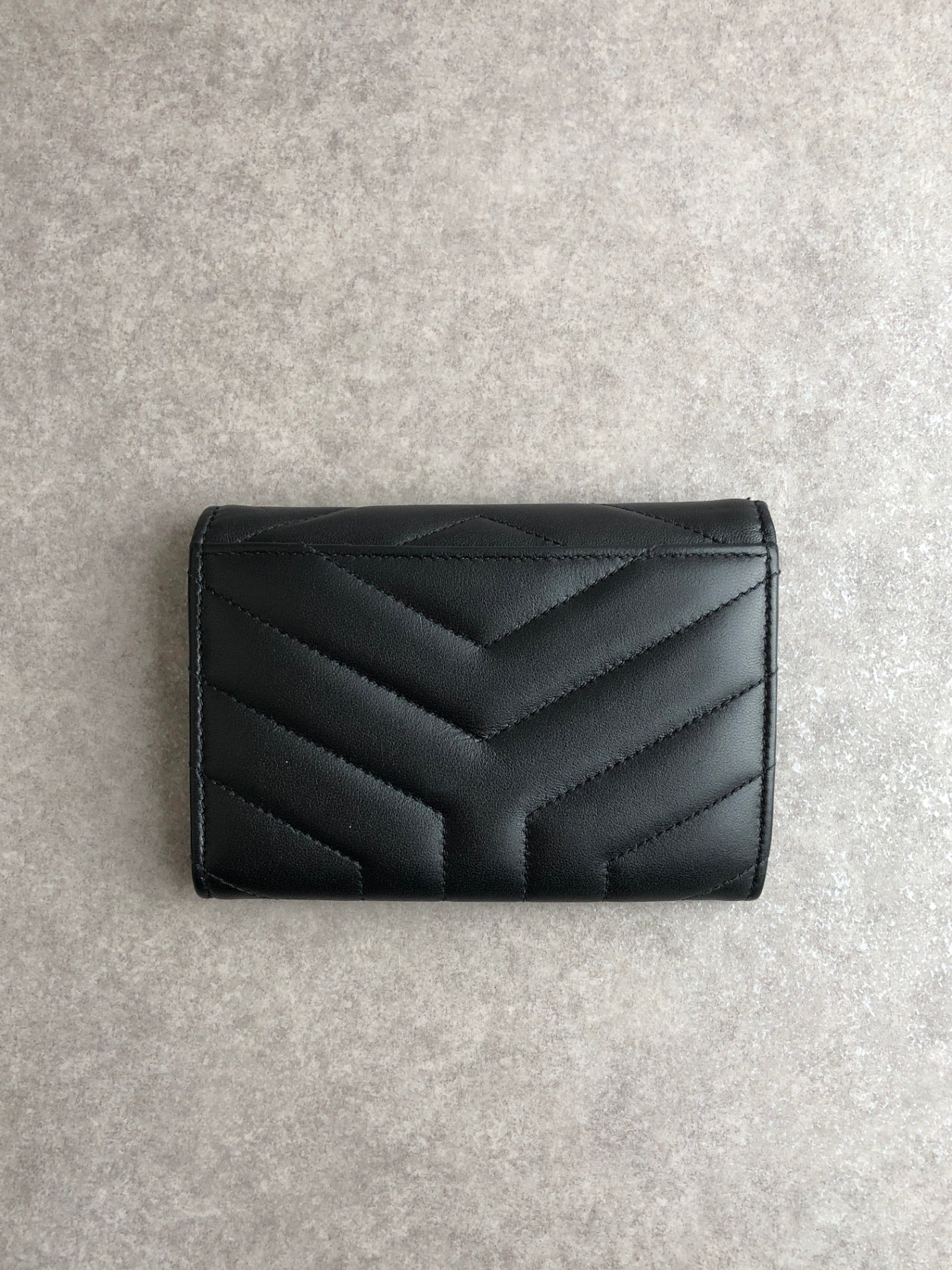Yves Saint Laurent YSL Logo Bias Stitch Coin Purse Black Vintage 2kycf2