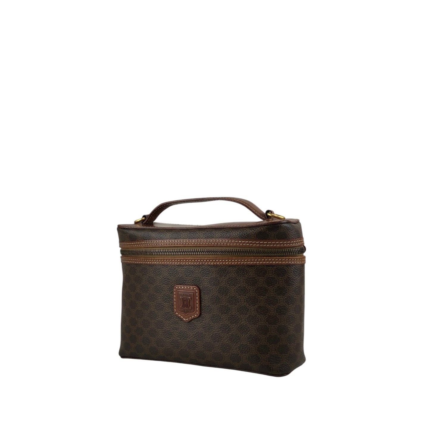 CELINE Macadam Blason Two-way Handbag Shoulder bag Vanity bag Brown Vintage n4pz8g
