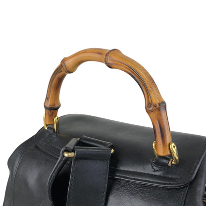 GUCCI Bamboo Double Pocket Backpack Black Vintage 3ug5ej