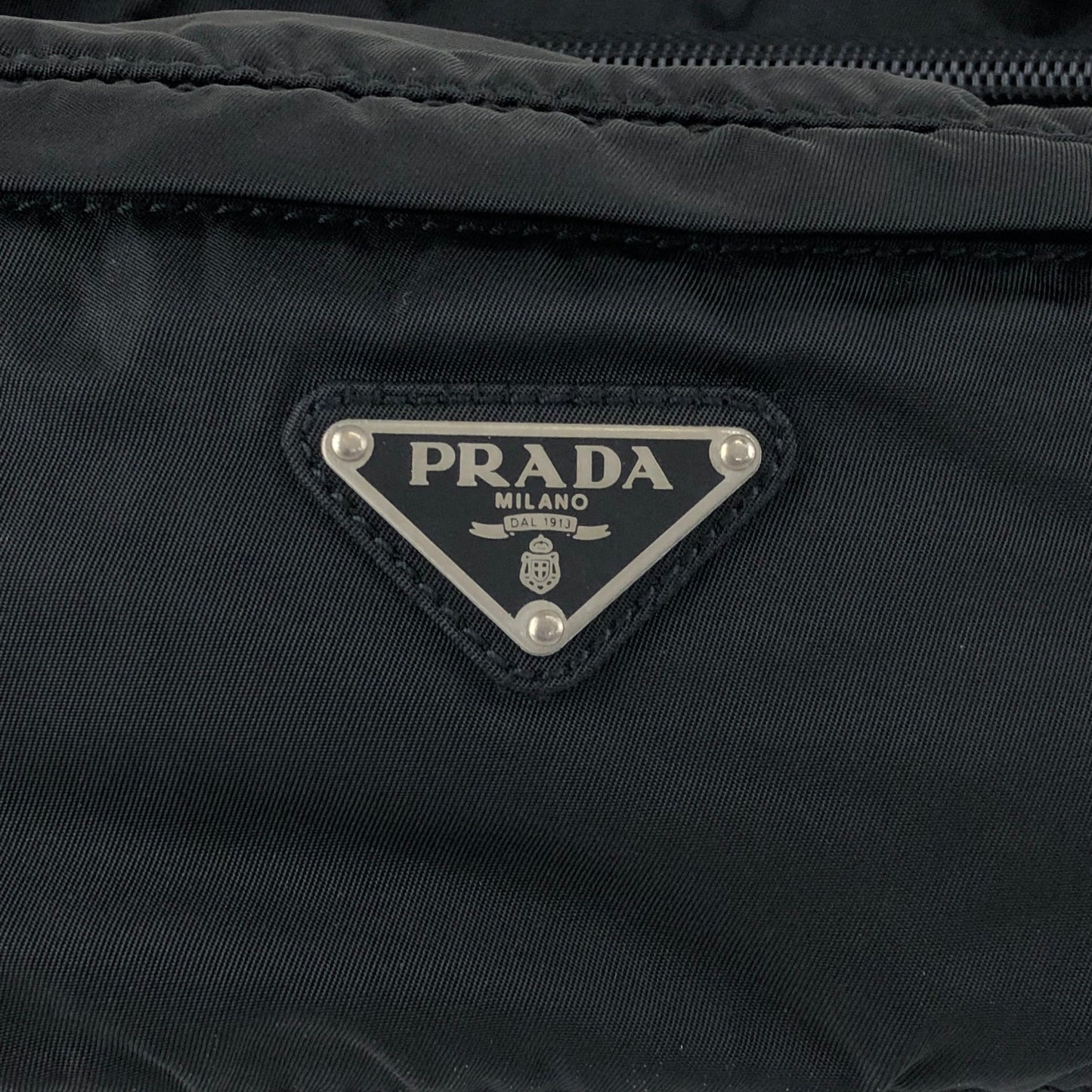 PRADA Tessuto Triangle Logo Sling bag Black Vintage cf6epr