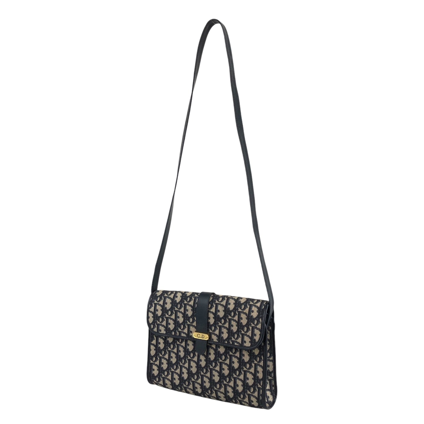 Christian Dior Trotter CD Logo 單肩包 海軍藍 復古 sajty4