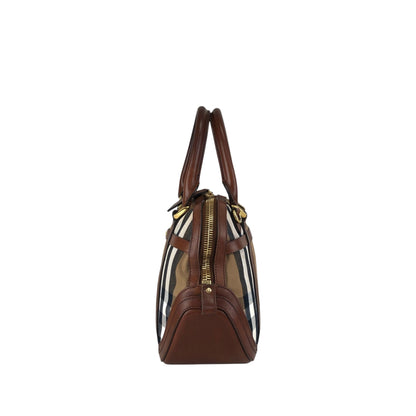 BURBERRY Check Two-way Handbag Shoulder bag Brown Vintage xuyjae
