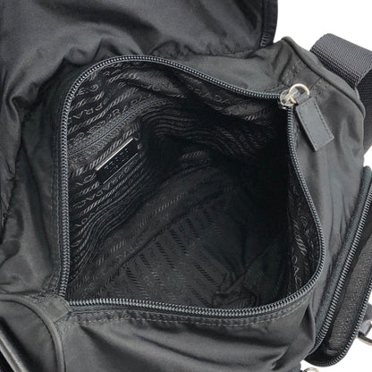PRADA Triangle Logo Shoulder bag Black Vintage s5jtyw