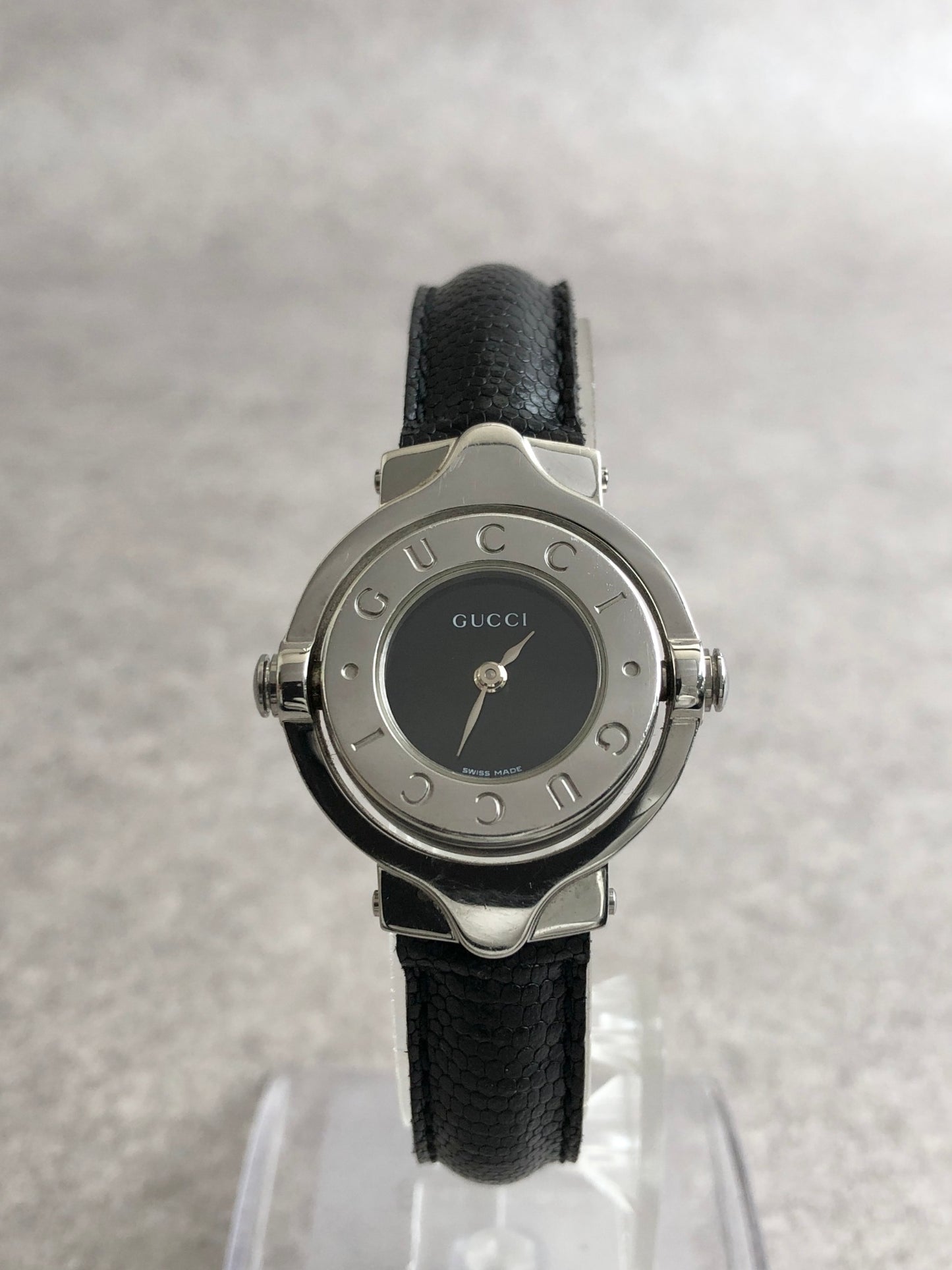 GUCCI Turn face Watch Silver×Black 6600L Vintage du6kys