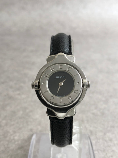 GUCCI Turn face Watch Silver×Black 6600L Vintage du6kys