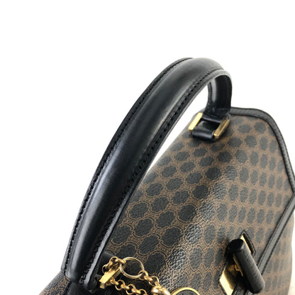CELINE Macadam Logo Motif Charm Turn Lock Leather Two-way Handbag Shoulder bag Black Vintage cptypf