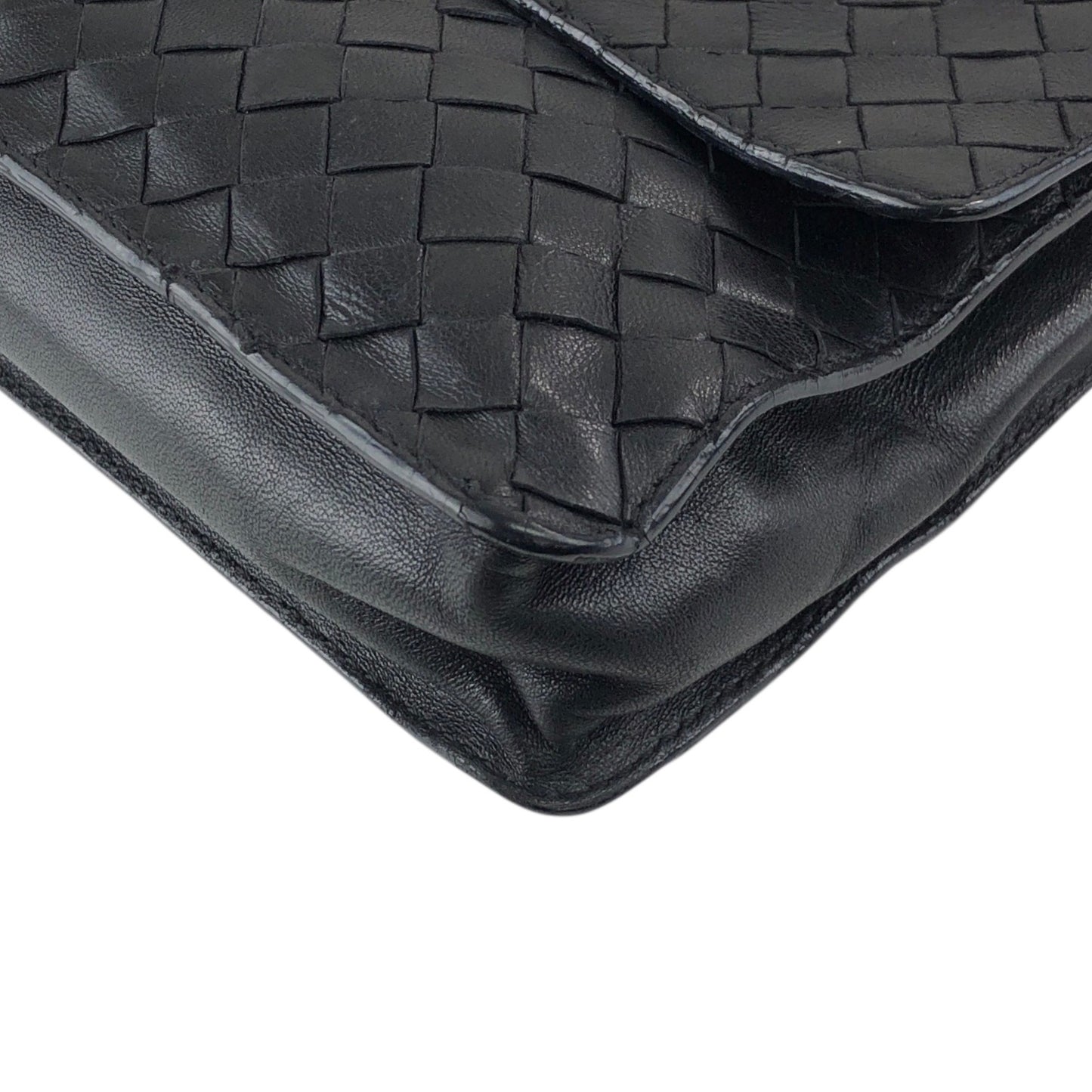 Bottega Veneta Intrecciato Turn Lock Shoulder bag Black Vintage jk5whm