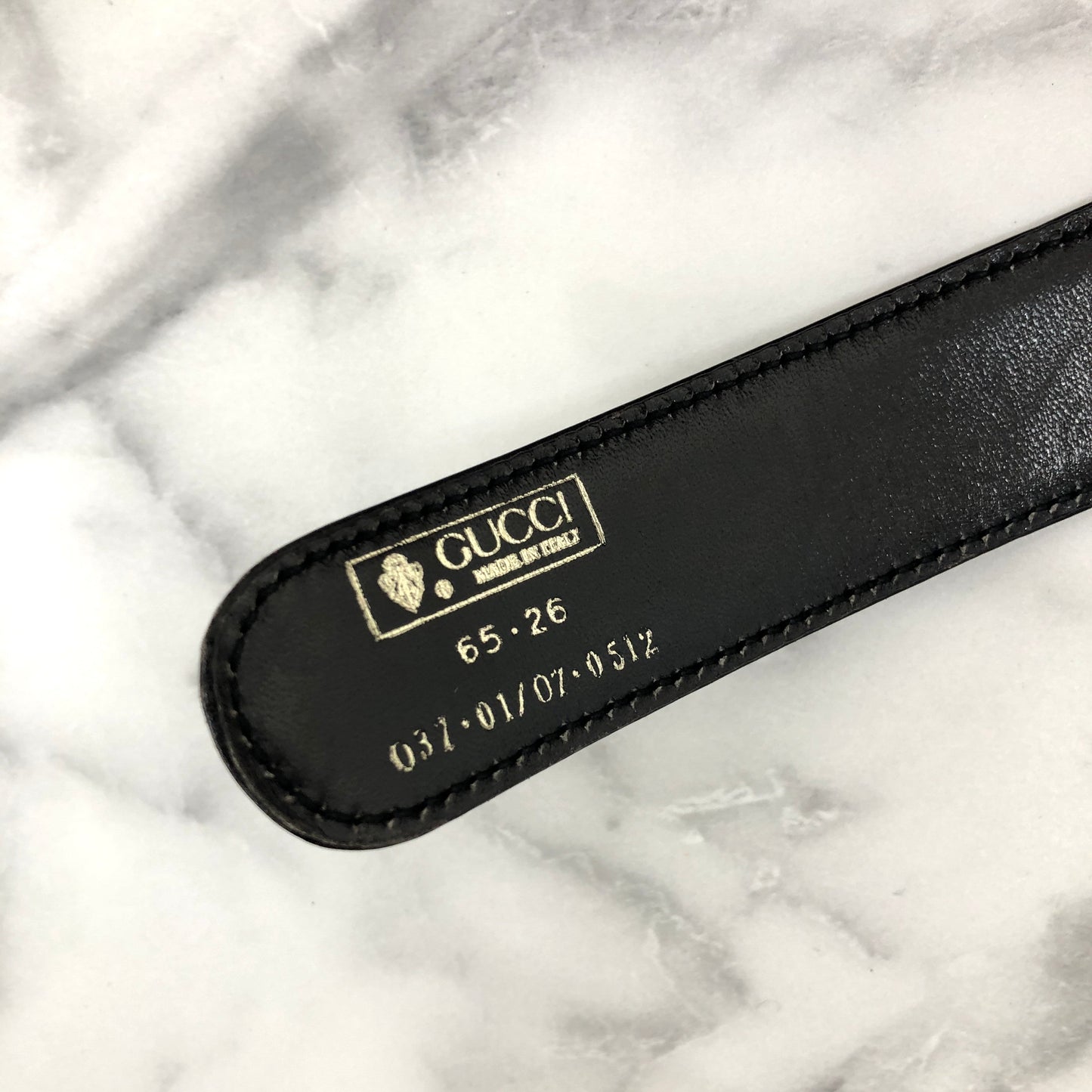 GUCCI Crest Leather Belt Black Vintage 68evbe