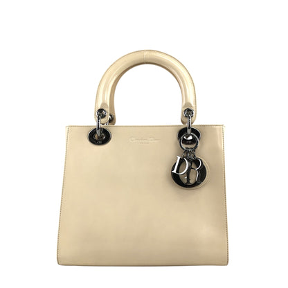 Christian Dior Lady Dior Logo Embossed Handbag Beige Vintage rnt3g4