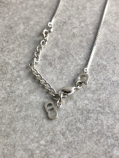 Christian Dior Logo Necklace Silver Vintage nvu437