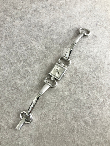 GUCCI Logo Watch Silver 120 Vintage j3uxrw