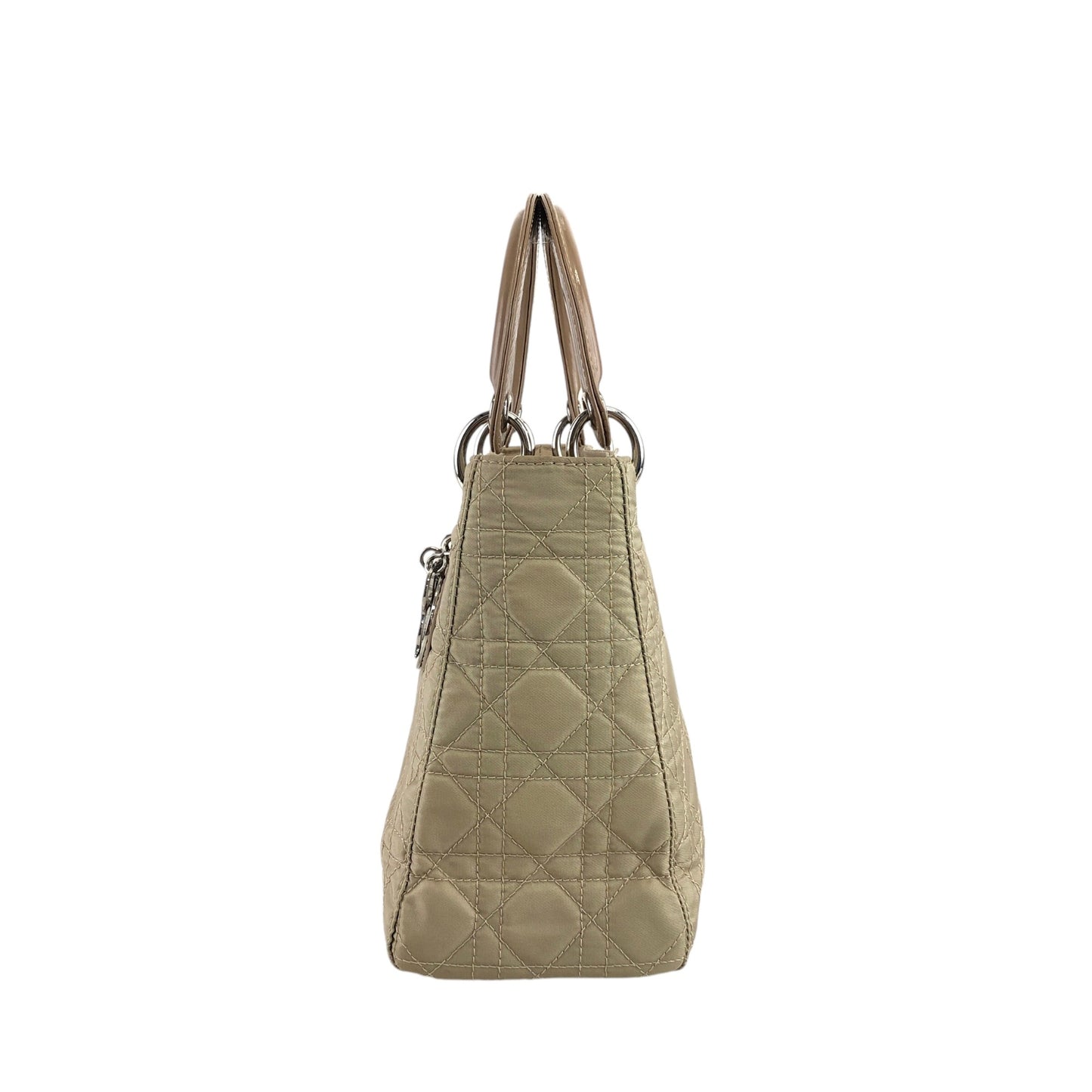 Christian Dior Lady Dior Cannage Logo Charm Handbag Beige Vintage 8h86ku