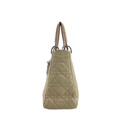Christian Dior Lady Dior Cannage Logo Charm Handbag Beige Vintage 8h86ku